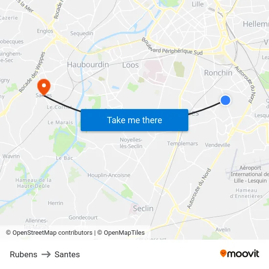 Rubens to Santes map