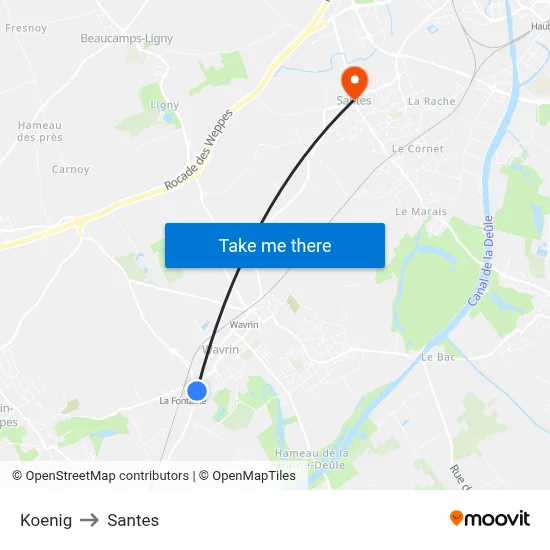 Koenig to Santes map