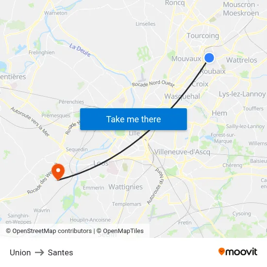 Union to Santes map