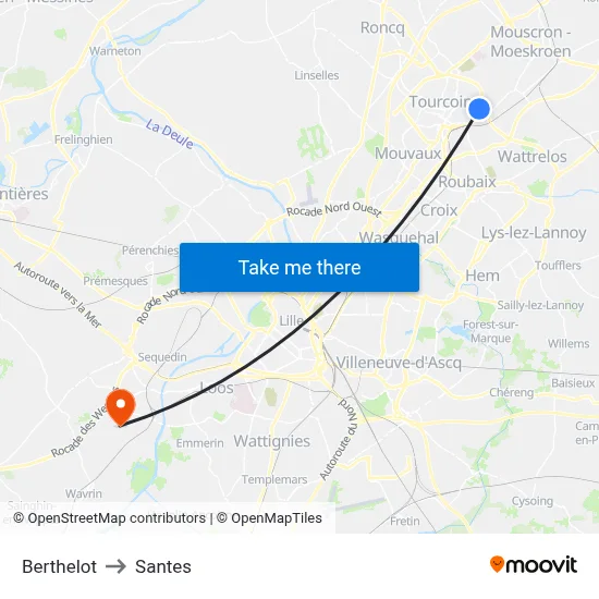 Berthelot to Santes map