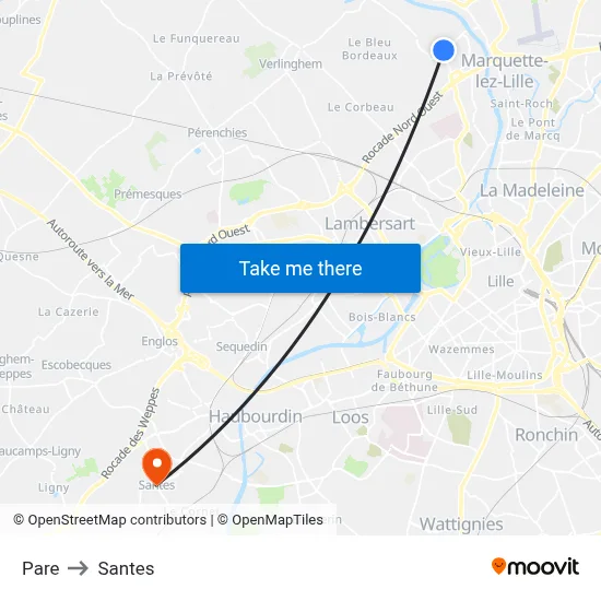 Pare to Santes map