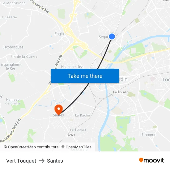 Vert Touquet to Santes map