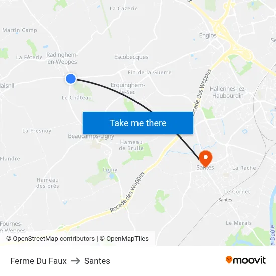 Ferme Du Faux to Santes map