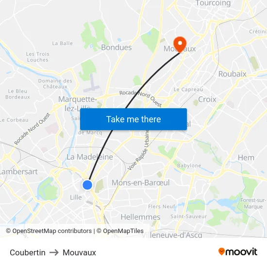 Coubertin to Mouvaux map