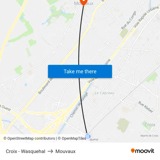 Croix - Wasquehal to Mouvaux map
