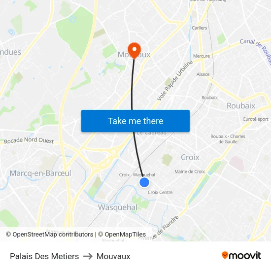 Palais Des Metiers to Mouvaux map