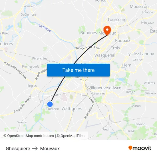 Ghesquiere to Mouvaux map