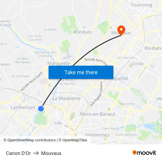 Canon D'Or to Mouvaux map