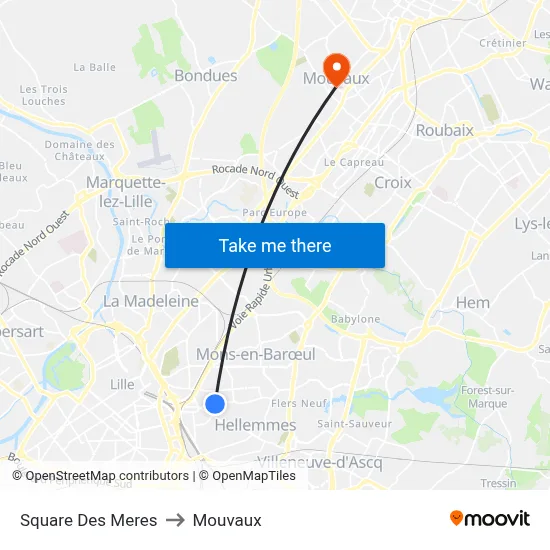 Square Des Meres to Mouvaux map