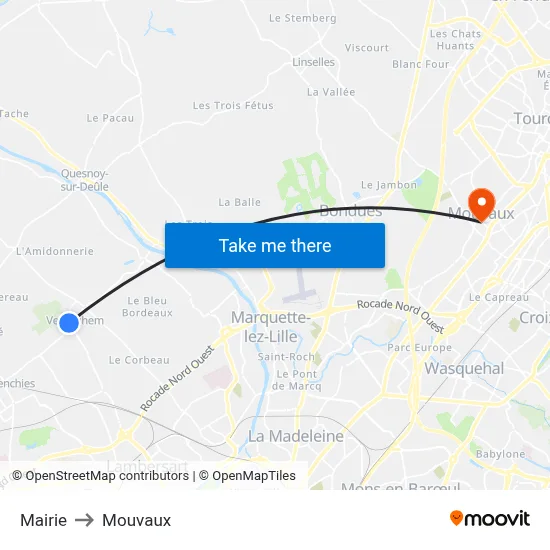 Mairie to Mouvaux map