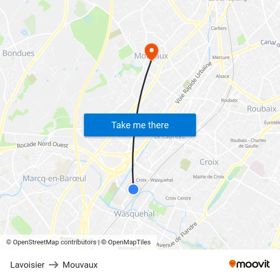 Lavoisier to Mouvaux map