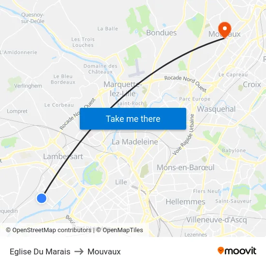 Eglise Du Marais to Mouvaux map