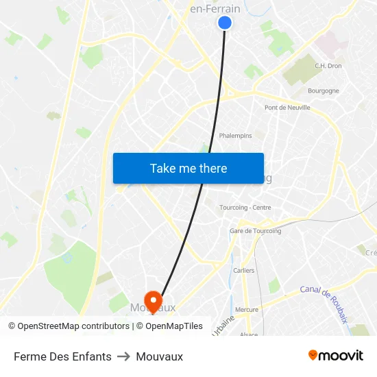 Ferme Des Enfants to Mouvaux map