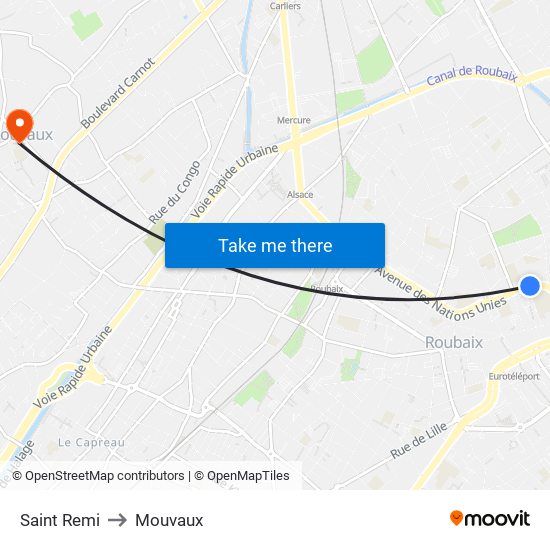 Saint Remi to Mouvaux map