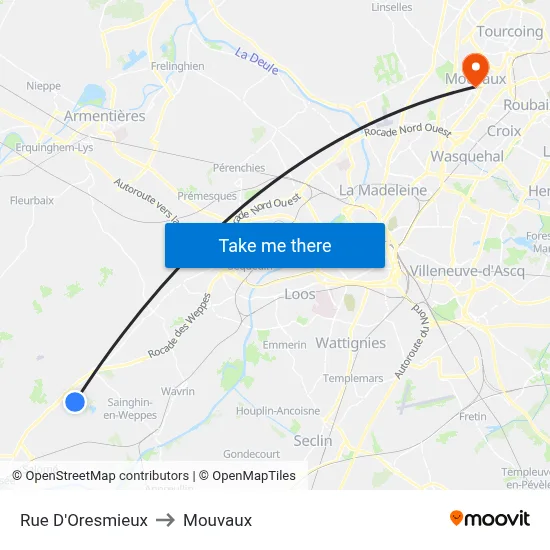 Rue D'Oresmieux to Mouvaux map