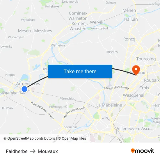 Faidherbe to Mouvaux map