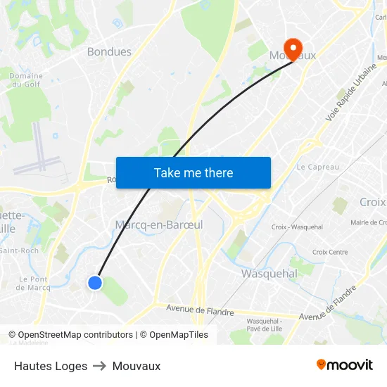 Hautes Loges to Mouvaux map