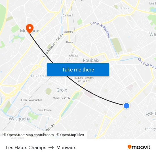 Les Hauts Champs to Mouvaux map