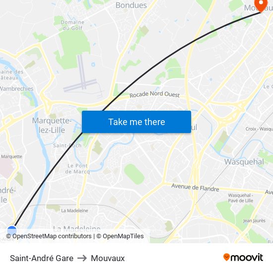 Saint-André Gare to Mouvaux map