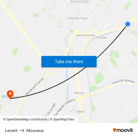 Levant to Mouvaux map