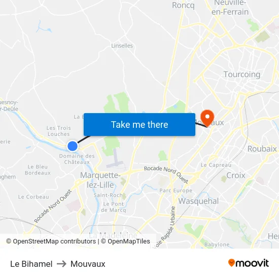 Le Bihamel to Mouvaux map