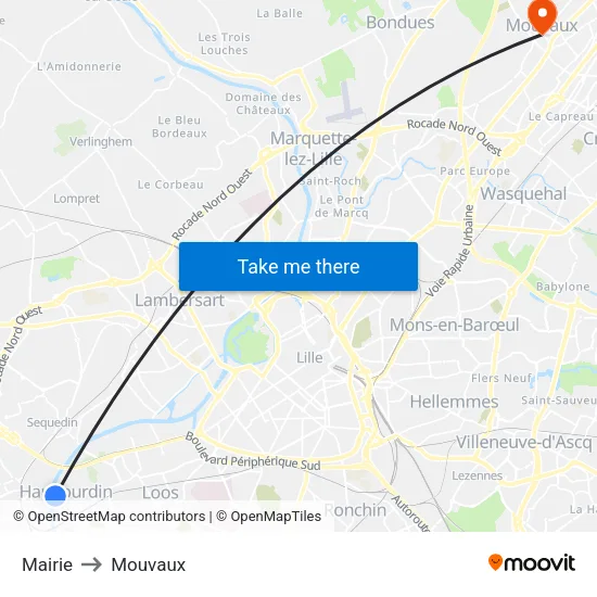 Mairie to Mouvaux map