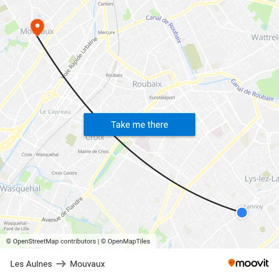 Les Aulnes to Mouvaux map