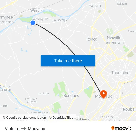Victoire to Mouvaux map