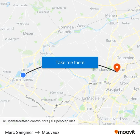 Marc Sangnier to Mouvaux map