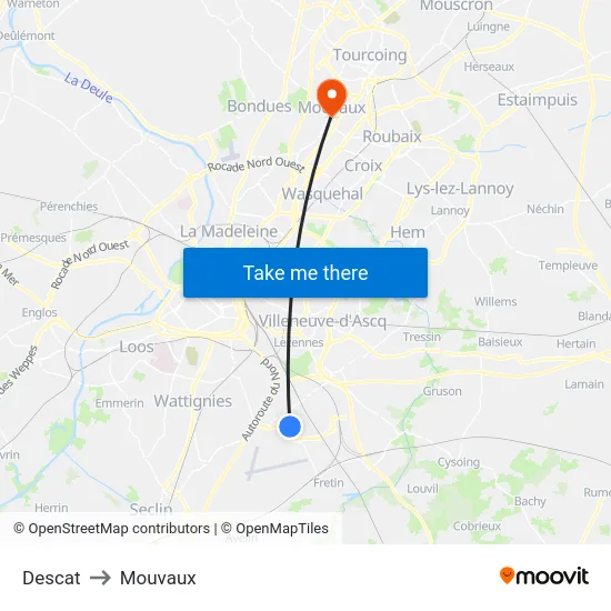 Descat to Mouvaux map