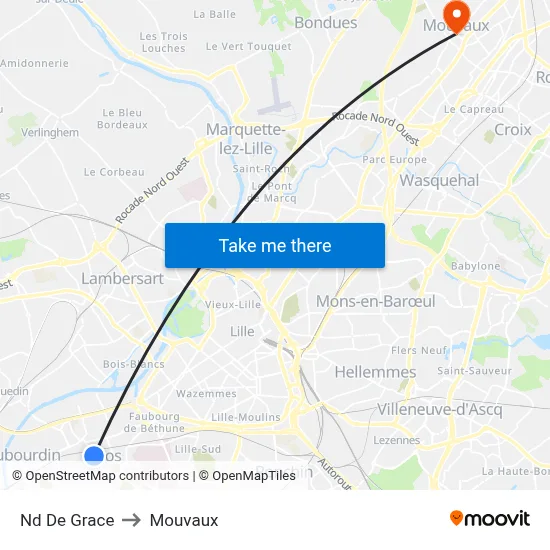Nd De Grace to Mouvaux map