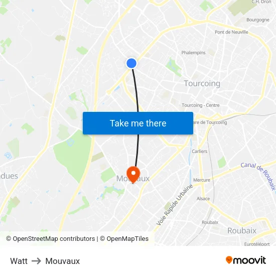 Watt to Mouvaux map