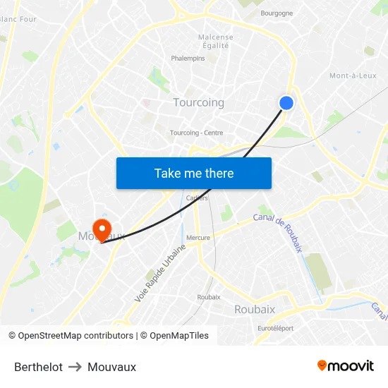 Berthelot to Mouvaux map