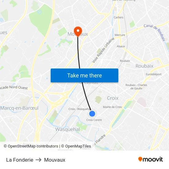 La Fonderie to Mouvaux map