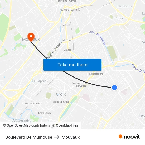Boulevard De Mulhouse to Mouvaux map