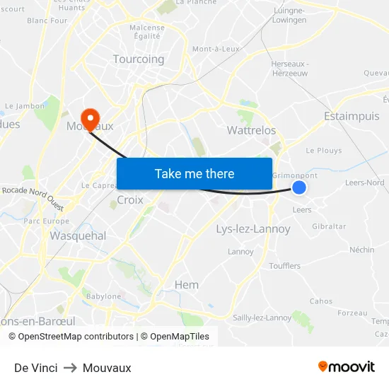 De Vinci to Mouvaux map