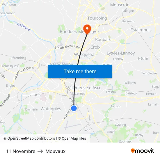 11 Novembre to Mouvaux map