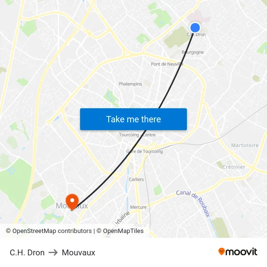 C.H. Dron to Mouvaux map