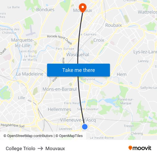 College Triolo to Mouvaux map