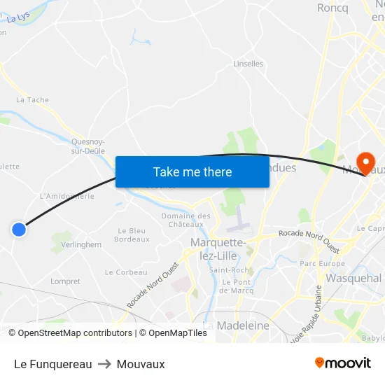 Le Funquereau to Mouvaux map