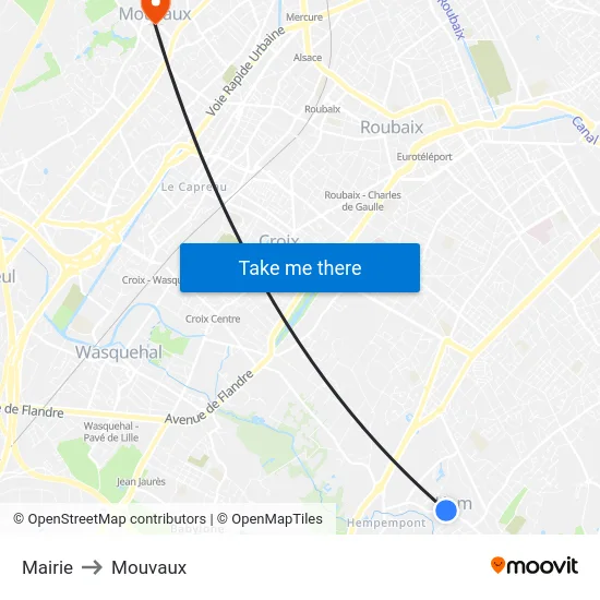Mairie to Mouvaux map