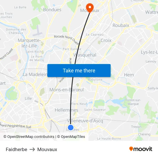 Faidherbe to Mouvaux map