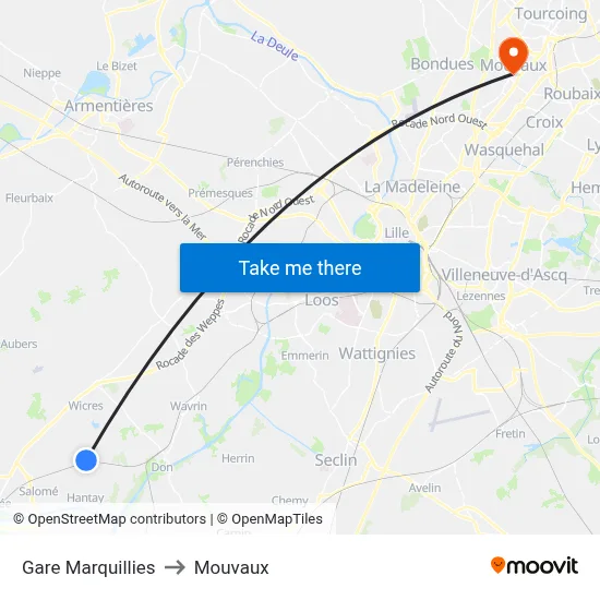 Gare Marquillies to Mouvaux map