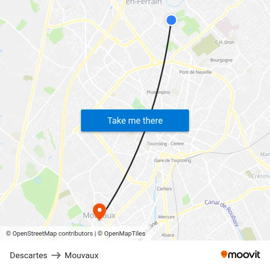 Descartes to Mouvaux map