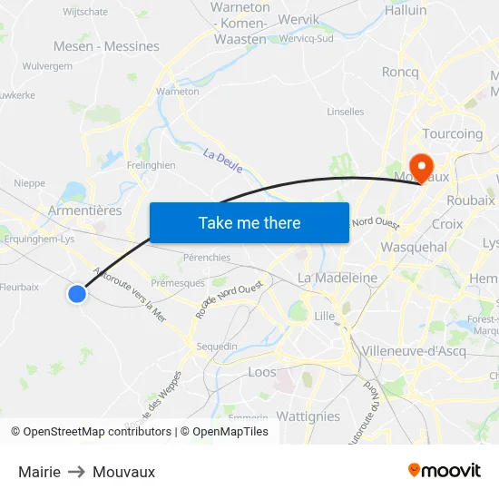 Mairie to Mouvaux map
