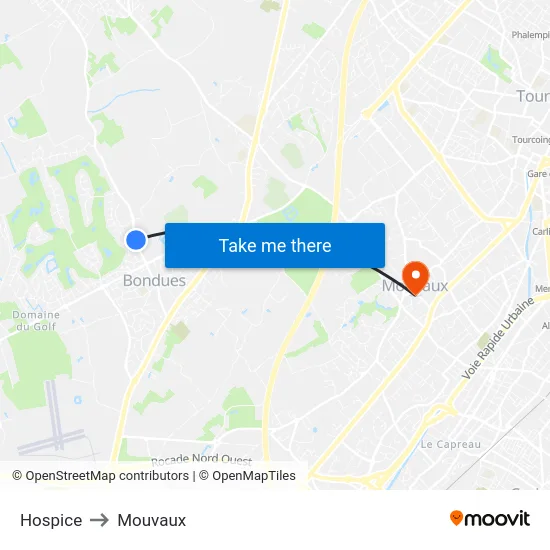 Hospice to Mouvaux map