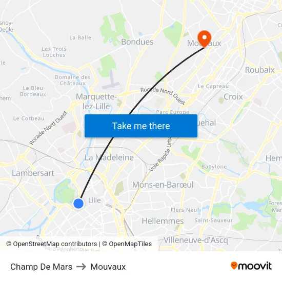 Champ De Mars to Mouvaux map