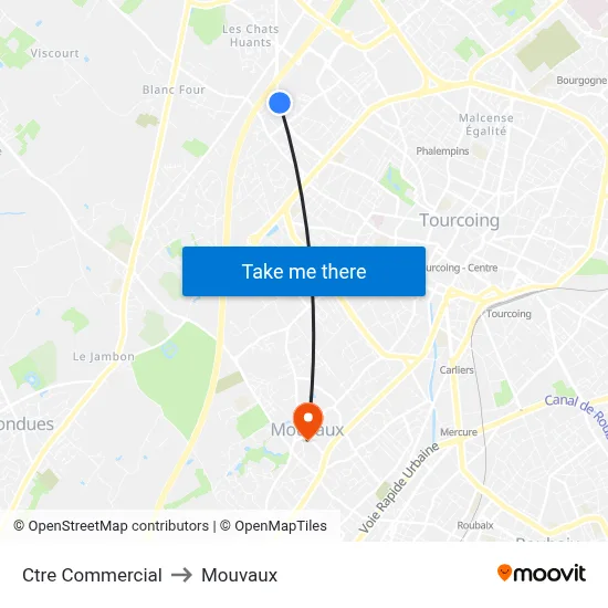 Ctre Commercial to Mouvaux map