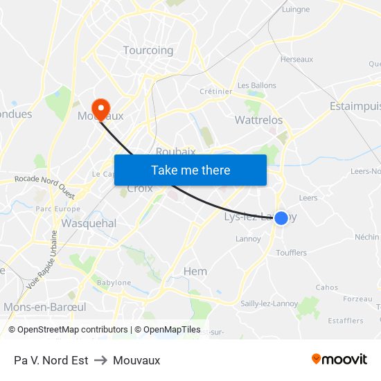 Pa V. Nord Est to Mouvaux map