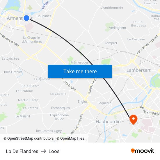 Lp De  Flandres to Loos map